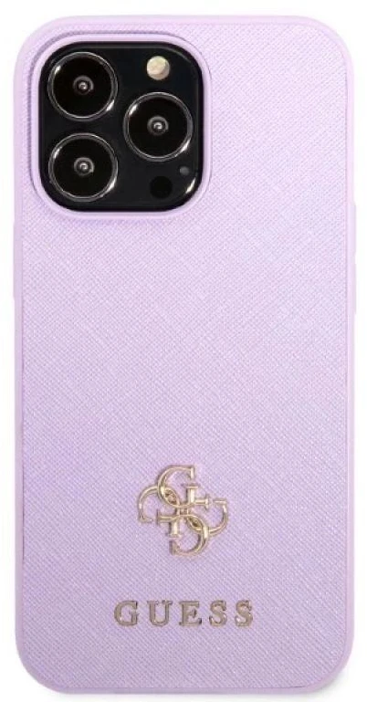 Guess GUHCP13XPS4MU Apple iPhone 13 Pro Max 6,7″ violetinės spalvos kietas dėklas Saffiano 4G Small Metal Logo