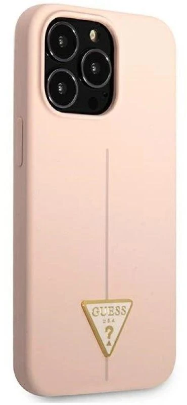 Guess GUHCP13XSLTGP Apple iPhone 13 Pro Max 6,7″ rožinės spalvos kietas dėklas Silicone Triangle
