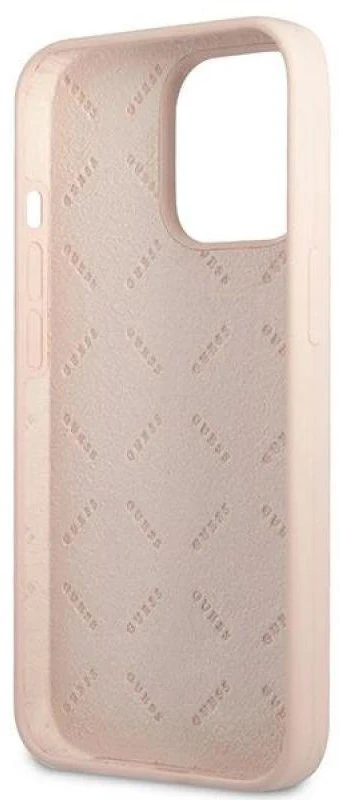 Guess GUHCP13XSLTGP Apple iPhone 13 Pro Max 6,7″ rožinės spalvos kietas dėklas Silicone Triangle