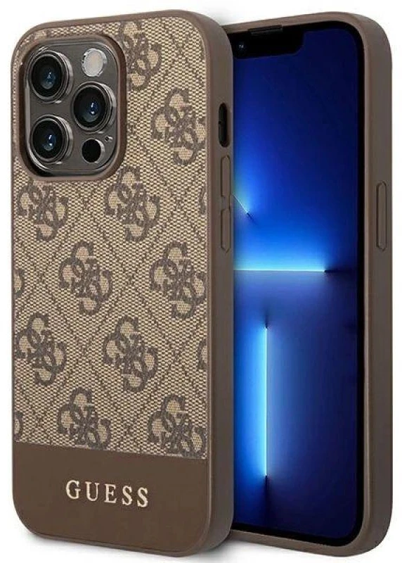 Guess GUHCP14LG4GLBR Apple iPhone 14 Pro 6,1″ rudos spalvos kietas dėklas 4G Stripe Collection