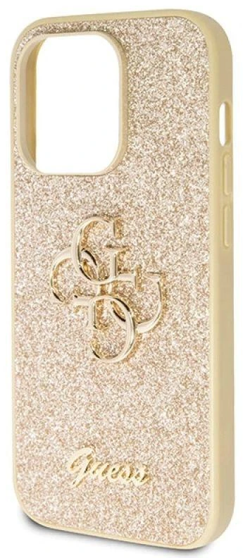 Guess GUHCP14LHG4SGD Apple iPhone 14 Pro 6.1″ auksinis kietas dėklas Glitter Script Big 4G