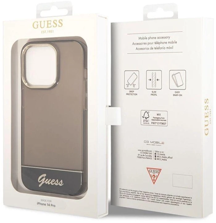 Dėklas Guess GUHCP14LHGCOK iPhone 14 Pro 6,1" juoda/juodas hardcase Translucent