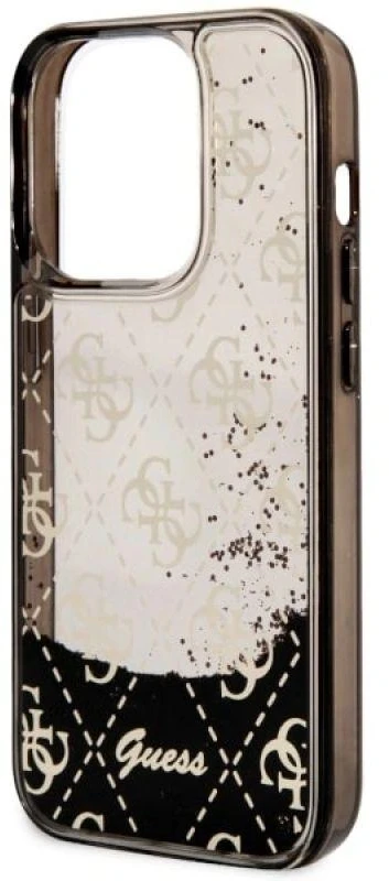Guess GUHCP14LLC4PSGK iPhone 14 Pro 6.1″ juodos spalvos kietas dėklas Liquid Glitter 4G Transculent