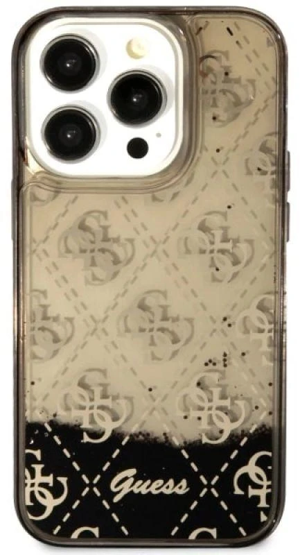 Guess GUHCP14LLC4PSGK Apple iPhone 14 Pro 6.1″ juodos spalvos kietas dėklas Liquid Glitter 4G Transculent