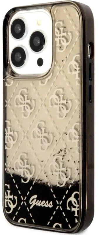 Guess GUHCP14LLC4PSGK Apple iPhone 14 Pro 6.1″ juodos spalvos kietas dėklas Liquid Glitter 4G Transculent