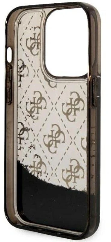 Guess GUHCP14LLC4PSGK iPhone 14 Pro 6.1″ juodos spalvos kietas dėklas Liquid Glitter 4G Transculent