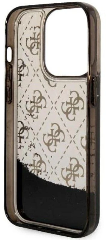 Guess GUHCP14LLC4PSGK Apple iPhone 14 Pro 6.1″ juodos spalvos kietas dėklas Liquid Glitter 4G Transculent