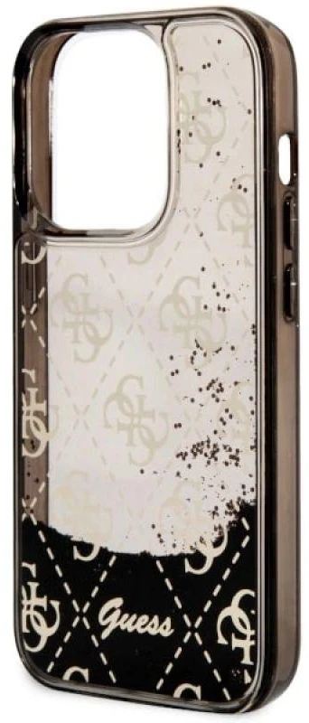 Guess GUHCP14LLC4PSGK Apple iPhone 14 Pro 6.1″ juodos spalvos kietas dėklas Liquid Glitter 4G Transculent