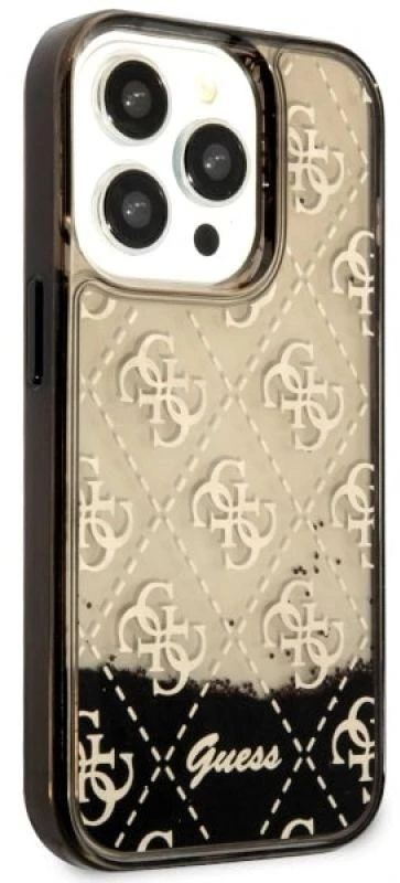 Guess GUHCP14LLC4PSGK Apple iPhone 14 Pro 6.1″ juodos spalvos kietas dėklas Liquid Glitter 4G Transculent