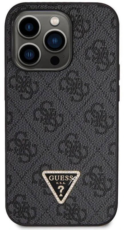 Guess GUHCP14LP4TDSCPK iPhone 14 Pro 6.1″ juodos spalvos kietas dėklas Crossbody 4G Metal Logo