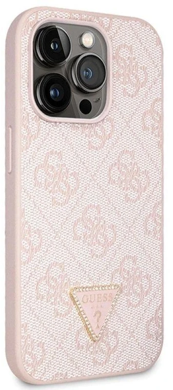 Guess GUHCP14LP4TDSCPP Apple iPhone 14 Pro 6.1″ rožinės spalvos kietas dėklas Crossbody 4G Metal Logo