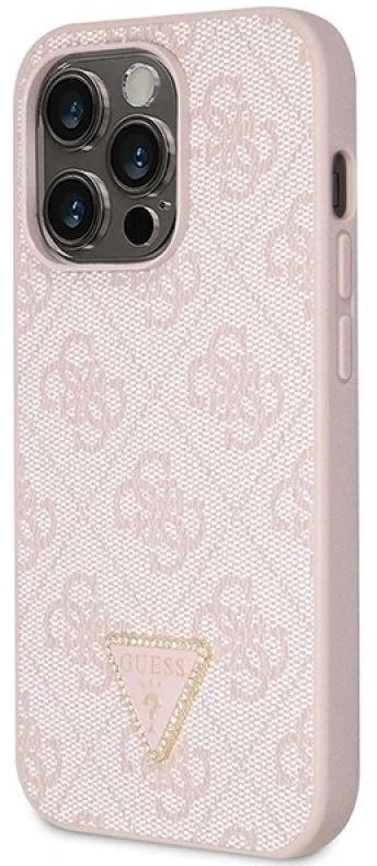 Guess GUHCP14LP4TDSCPP Apple iPhone 14 Pro 6.1″ rožinės spalvos kietas dėklas Crossbody 4G Metal Logo