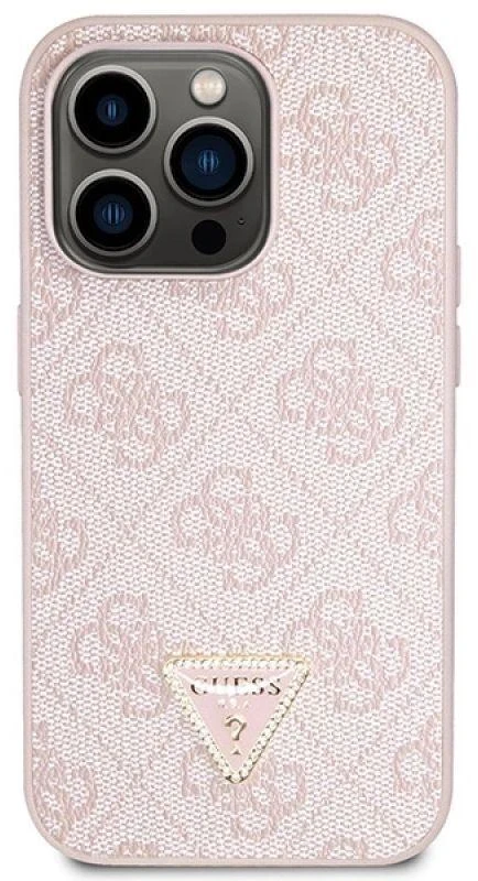 Guess GUHCP14LP4TDSCPP Apple iPhone 14 Pro 6.1″ rožinės spalvos kietas dėklas Crossbody 4G Metal Logo