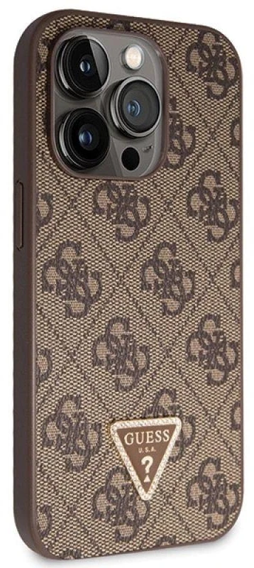 Guess GUHCP14LP4TDSCPW Apple iPhone 14 Pro 6.1″ rudos spalvos kietas dėklas Crossbody 4G Metal Logo