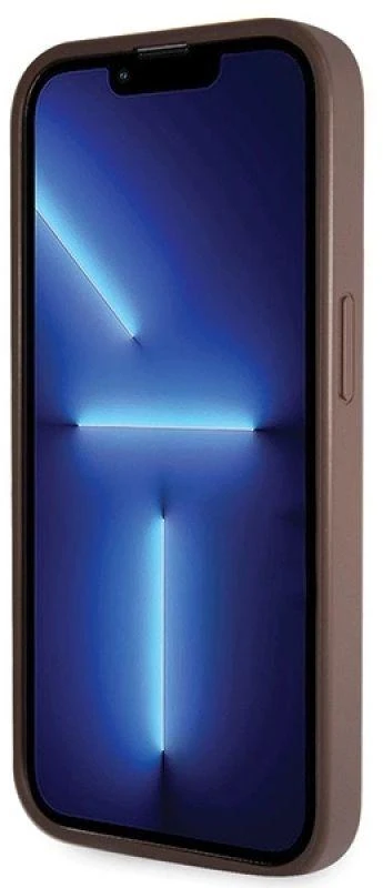 Guess GUHCP14LP4TDSCPW Apple iPhone 14 Pro 6.1″ rudos spalvos kietas dėklas Crossbody 4G Metal Logo