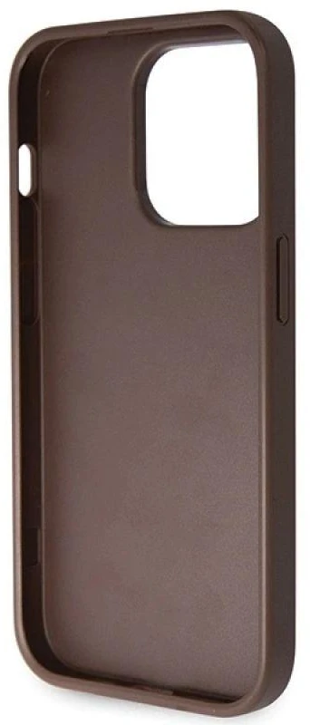 Guess GUHCP14LP4TDSCPW Apple iPhone 14 Pro 6.1″ rudos spalvos kietas dėklas Crossbody 4G Metal Logo