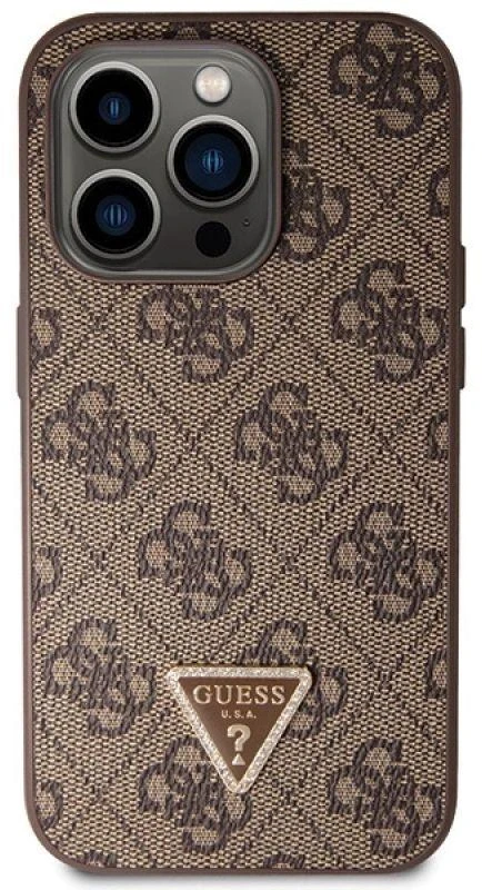 Guess GUHCP14LP4TDSCPW Apple iPhone 14 Pro 6.1″ rudos spalvos kietas dėklas Crossbody 4G Metal Logo