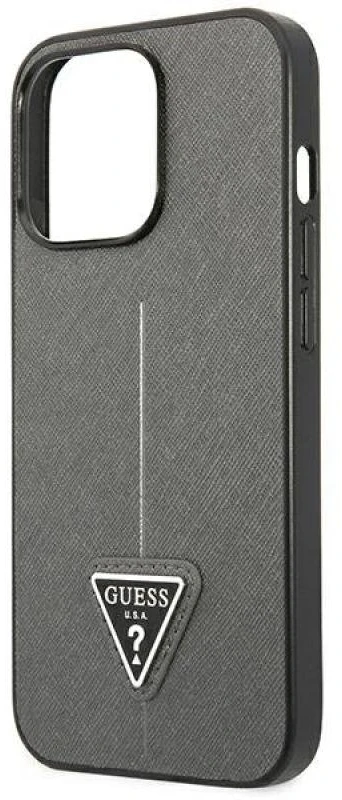 Dėklas Guess GUHCP14LPSATLG iPhone 14 Pro 6,1" sidabrinė/sidabrinis hardcase SaffianoTriangle Logo