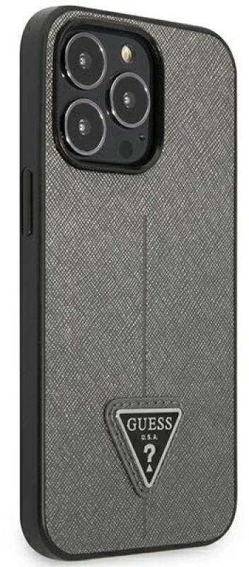 Dėklas Guess GUHCP14LPSATLG iPhone 14 Pro 6,1" sidabrinė/sidabrinis hardcase SaffianoTriangle Logo