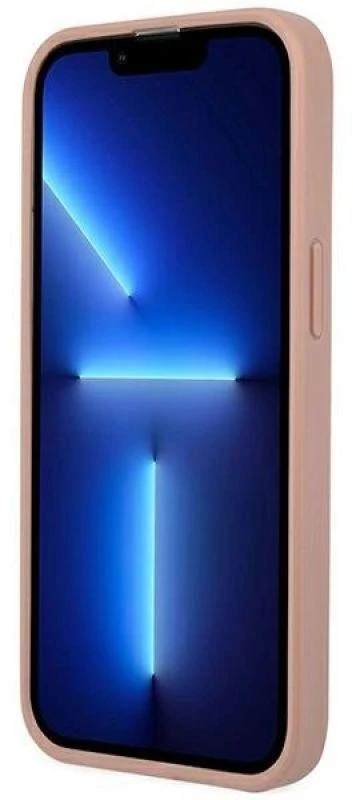 Guess GUHCP14LPSATLP Apple iPhone 14 Pro 6,1″ rožinės spalvos kietas dėklas SaffianoTriangle Logo