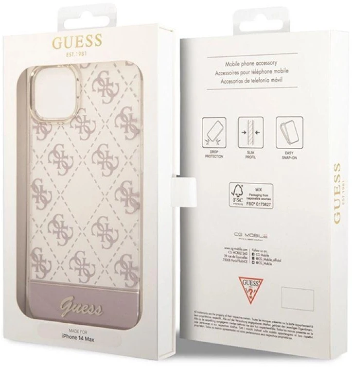 Dėklas GUESS GUHCP14MHG4MHP IPHONE 14 PLUS / 15 PLUS 6.7 "Rožinis / Rožinis HARDCASE 4G PATTERN SCRIPT
