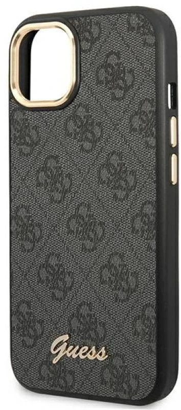 Guess GUHCP14MHG4SHK Apple iPhone 14 Plus / 15 Plus 6.7″ juodos spalvos kietas dėklas 4G Vintage Gold Logo