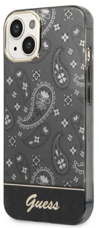 Guess GUHCP14MHGBNHK Apple iPhone 14 Plus / 15 Plus 6.7″ juodos spalvos kietas dėklas Bandana Paisley