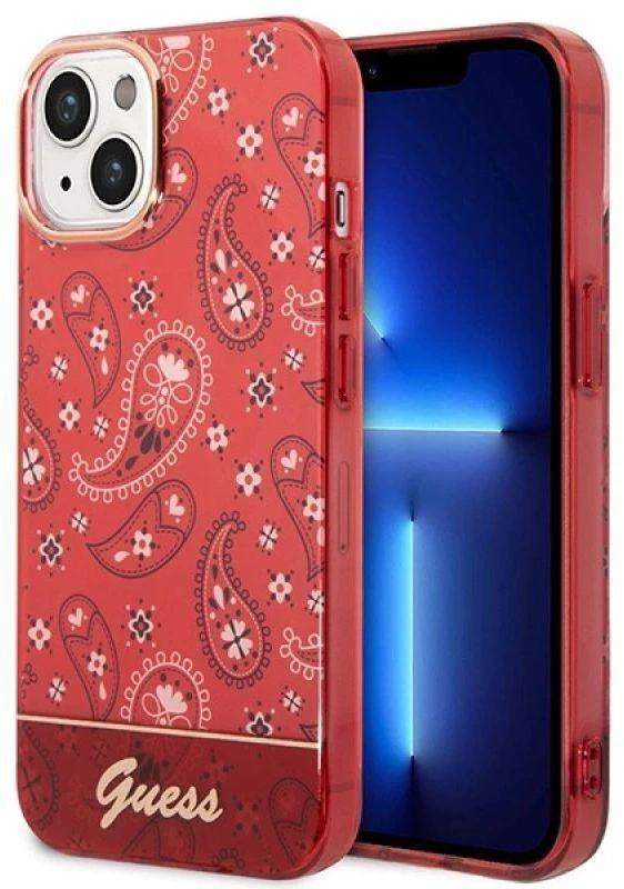 Guess GUHCP14MHGBNHR Apple iPhone 14 Plus / 15 Plus 6.7″ red kietas dėklas Bandana Paisley
