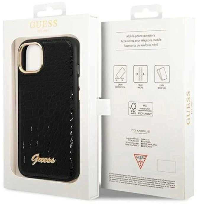 Dėklas Karl Lagerfeld GUESS GUHCP14MHGCRHK IPHONE 14 PLUS / 15 PLUS 6.7 "Juodas / Juodas HARDCASE CROCO COLLECTION
