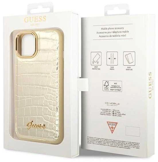 Dėklas GUESS GUHCP14MHGCRHD IPHONE 14 PLUS / 15 PLUS 6.7 "GOLD / GOLD HARDCASE CROCO COLLECTION