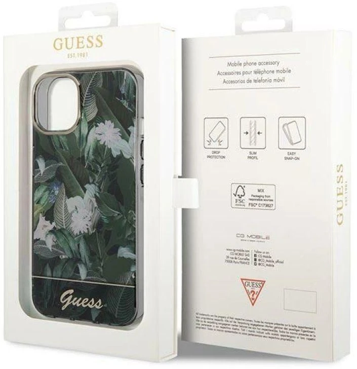Dėklas GUESS GUHCP14MHGJGHA IPHONE 14 PLUS / 15 PLUS 6.7 "Žalias / Žalias HARDCASE JUNGLE COLLECTION