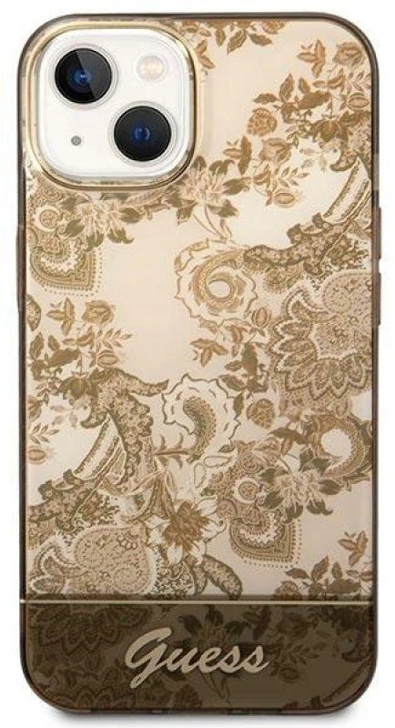 Dėklas GUESS GUHCP14MHGPLHC IPHONE 14 PLUS / 15 PLUS 6.7 "OCHRE HARDCASE PORCELAIN COLLECTION