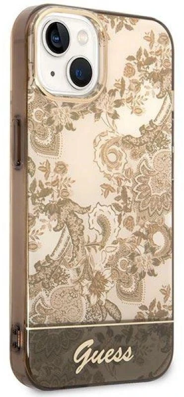 Dėklas GUESS GUHCP14MHGPLHC IPHONE 14 PLUS / 15 PLUS 6.7 "OCHRE HARDCASE PORCELAIN COLLECTION
