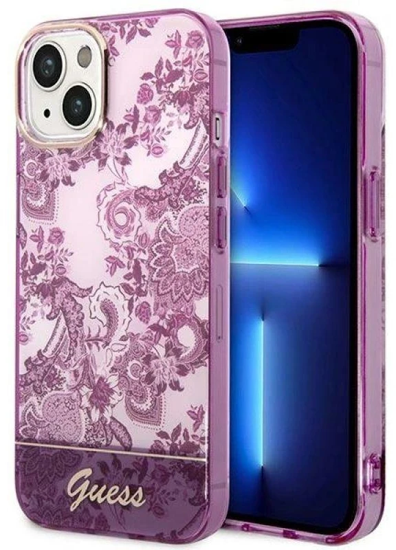 Dėklas GUESS GUHCP14MHGPLHF IPHONE 14 PLUS / 15 PLUS 6.7 "FUKSJA / FUSCHIA HARDCASE PORCELAIN COLLECTION