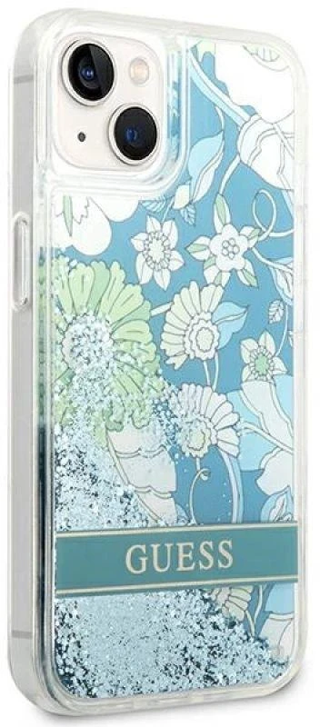 Dėklas GUESS GUHCP14MLFLSN IPHONE 14 PLUS / 15 PLUS 6.7 "Žalias / Žalias HARDCASE FLOWER LIQUID GLITTER