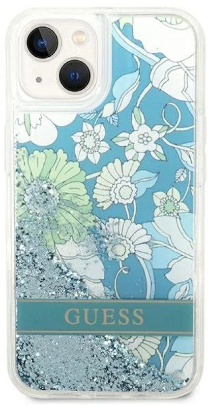 Dėklas GUESS GUHCP14MLFLSN IPHONE 14 PLUS / 15 PLUS 6.7 "Žalias / Žalias HARDCASE FLOWER LIQUID GLITTER