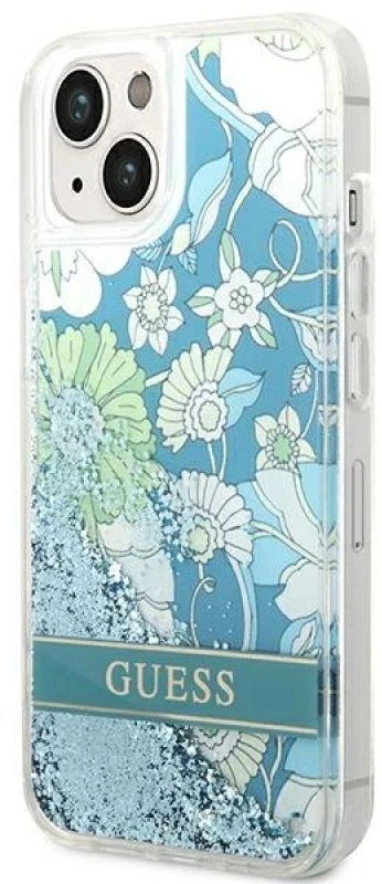 Dėklas GUESS GUHCP14MLFLSN IPHONE 14 PLUS / 15 PLUS 6.7 "Žalias / Žalias HARDCASE FLOWER LIQUID GLITTER