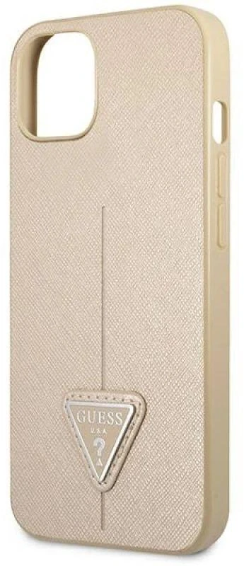 Guess GUHCP14MPSATLE Apple iPhone 14 Plus / 15 Plus 6.7″ beige kietas dėklas SaffianoTriangle Logo