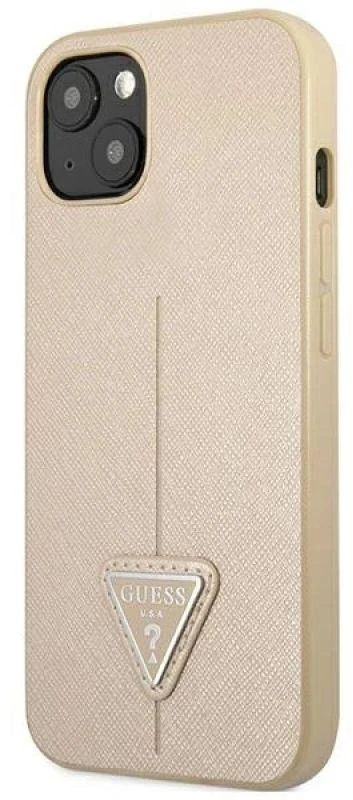Guess GUHCP14MPSATLE Apple iPhone 14 Plus / 15 Plus 6.7″ beige kietas dėklas SaffianoTriangle Logo
