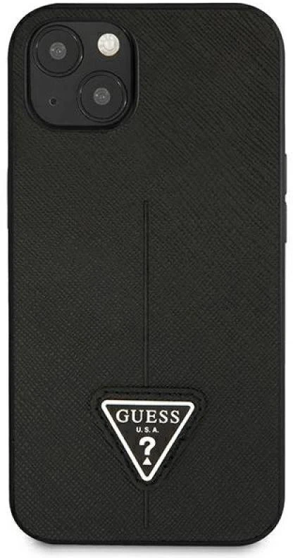 Dėklas GUESS GUHCP14MPSATLK IPHONE 14 PLUS / 15 PLUS 6.7 "Juodas / Juodas HARDCASE SAFFIANOTRIANGLE LOGO