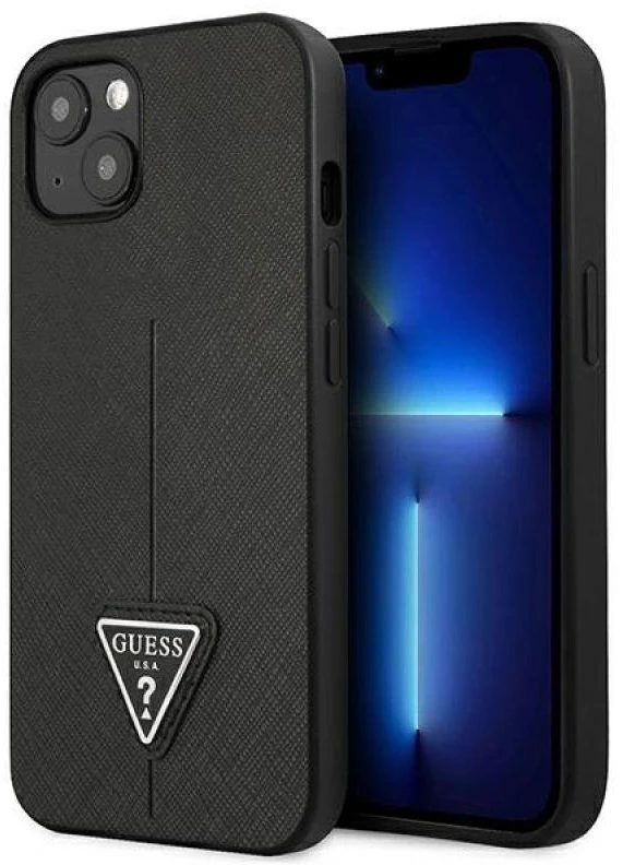 Dėklas GUESS GUHCP14MPSATLK IPHONE 14 PLUS / 15 PLUS 6.7 "Juodas / Juodas HARDCASE SAFFIANOTRIANGLE LOGO