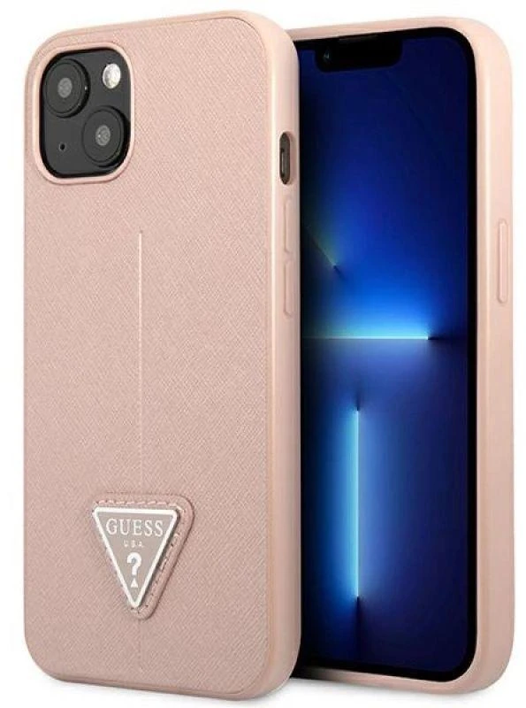 Dėklas GUESS GUHCP14MPSATLP IPHONE 14 PLUS / 15 PLUS 6.7 "Rožinis / Rožinis HARDCASE SAFFIANOTRIANGLE LOGO