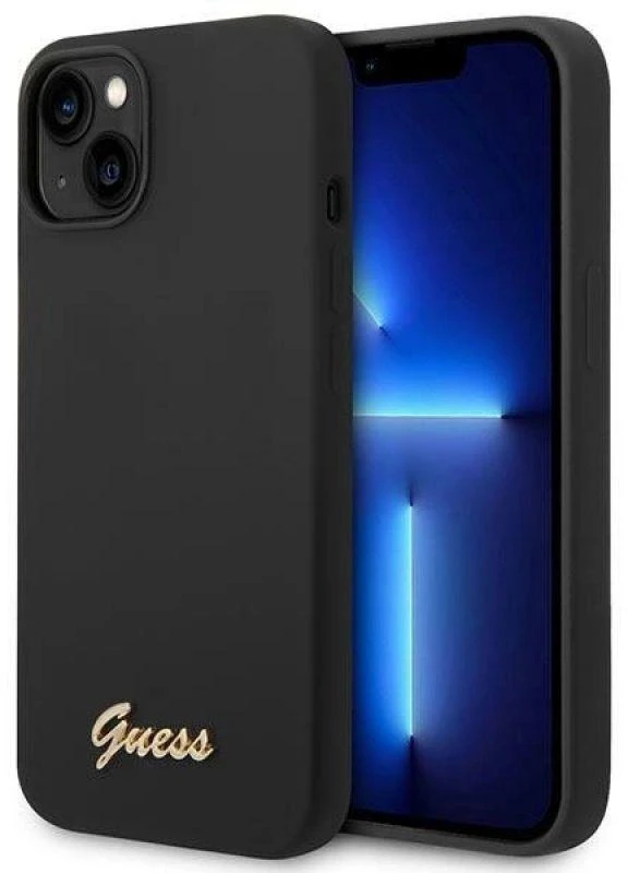 Dėklas GUESS GUHCP14MSLSMK IPHONE 14 PLUS / 15 PLUS 6.7 "Juodas / Juodas HARD CASE SILICONE VINTAGE GOLD LOGO