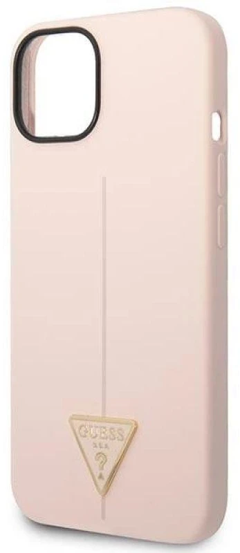 Guess dėklas, skirtas iPhone 14 Plus 6,7 GUHCP14MSLTGP rožinis kietas dėklas, skirtas Silicone Line – trikampis