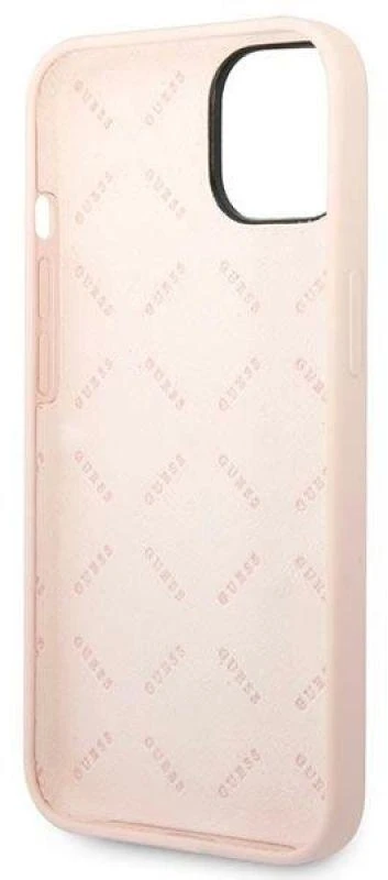 Guess dėklas, skirtas iPhone 14 Plus 6,7 GUHCP14MSLTGP rožinis kietas dėklas, skirtas Silicone Line – trikampis