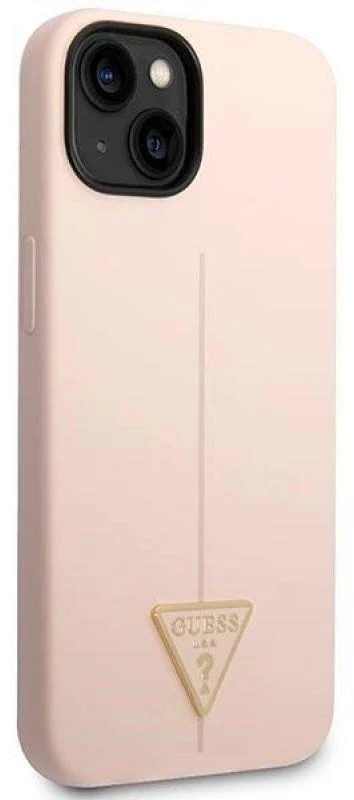 Guess dėklas, skirtas iPhone 14 Plus 6,7 GUHCP14MSLTGP rožinis kietas dėklas, skirtas Silicone Line – trikampis