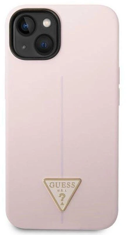 Guess GUHCP14MSLTGU Apple iPhone 14 Plus / 15 Plus 6.7″ violetinės spalvos kietas dėklas Silicone Triangle