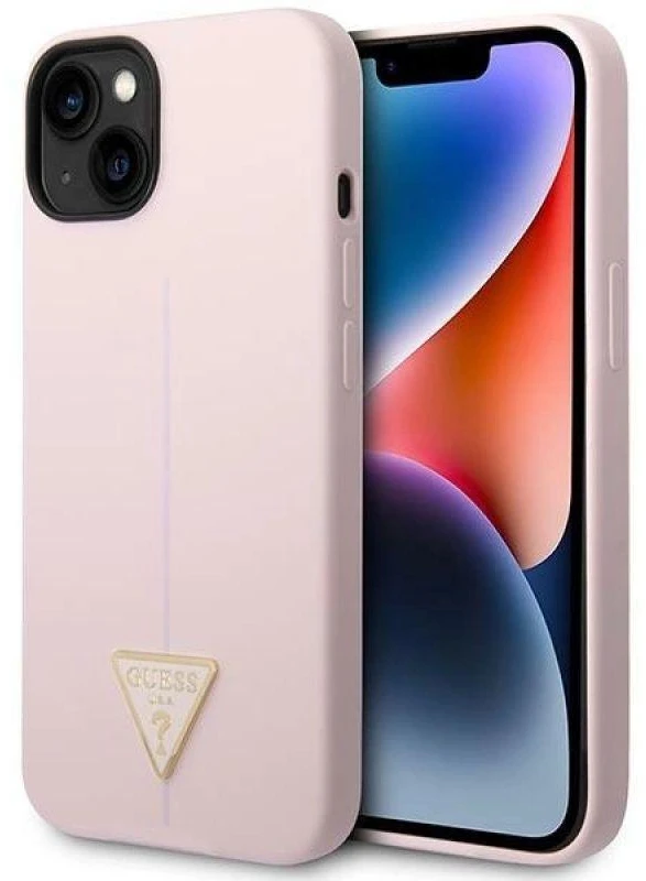 Guess GUHCP14MSLTGU Apple iPhone 14 Plus / 15 Plus 6.7″ violetinės spalvos kietas dėklas Silicone Triangle