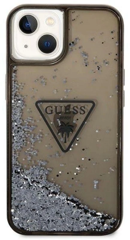 Dėklas Guess GUHCP14SLFCTPK iPhone 14 6.1" juodas/juodas hardcase Liquid Glitter Palm Collection