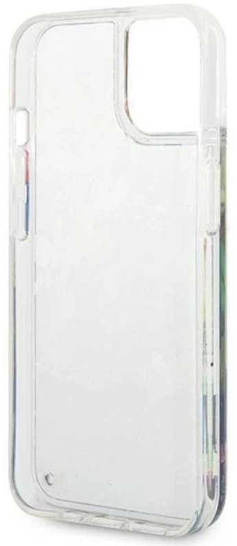 Guess GUHCP14SLFLSB Apple iPhone 14 / 15 / 13 6.1″ mėlynas kietas dėklas Flower Liquid Glitter